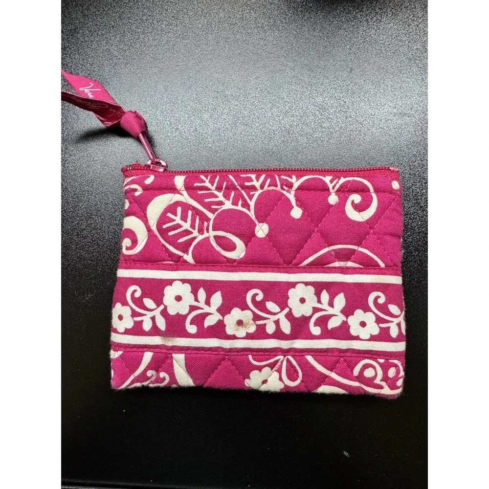 Vera Bradley‎ Pink Floral Quilted Zip Coin Purse Wallet Small Wristlet